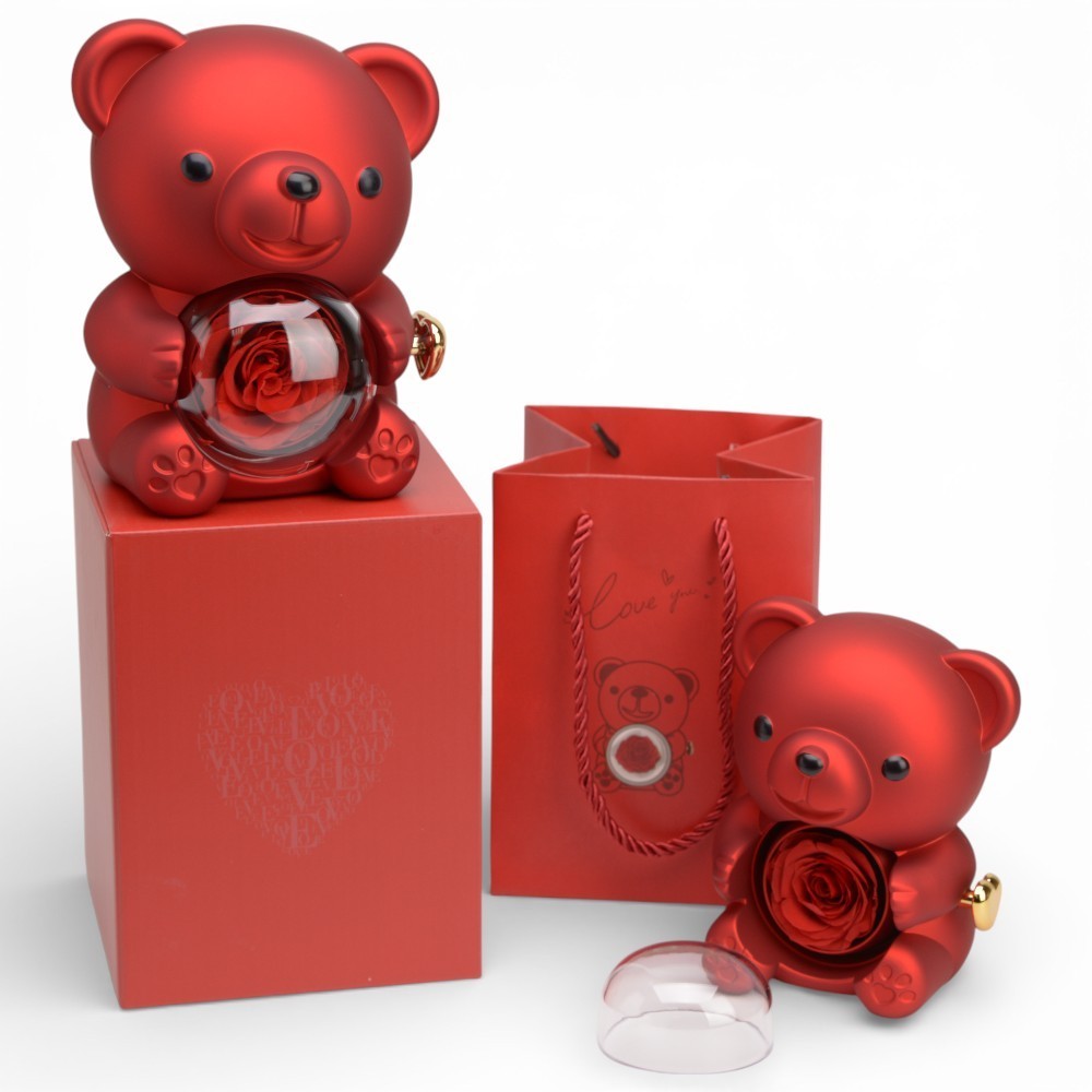 SCATOLA ORSETTO 9X10X13 ROSSA CCOLLANA ROSA STAB.